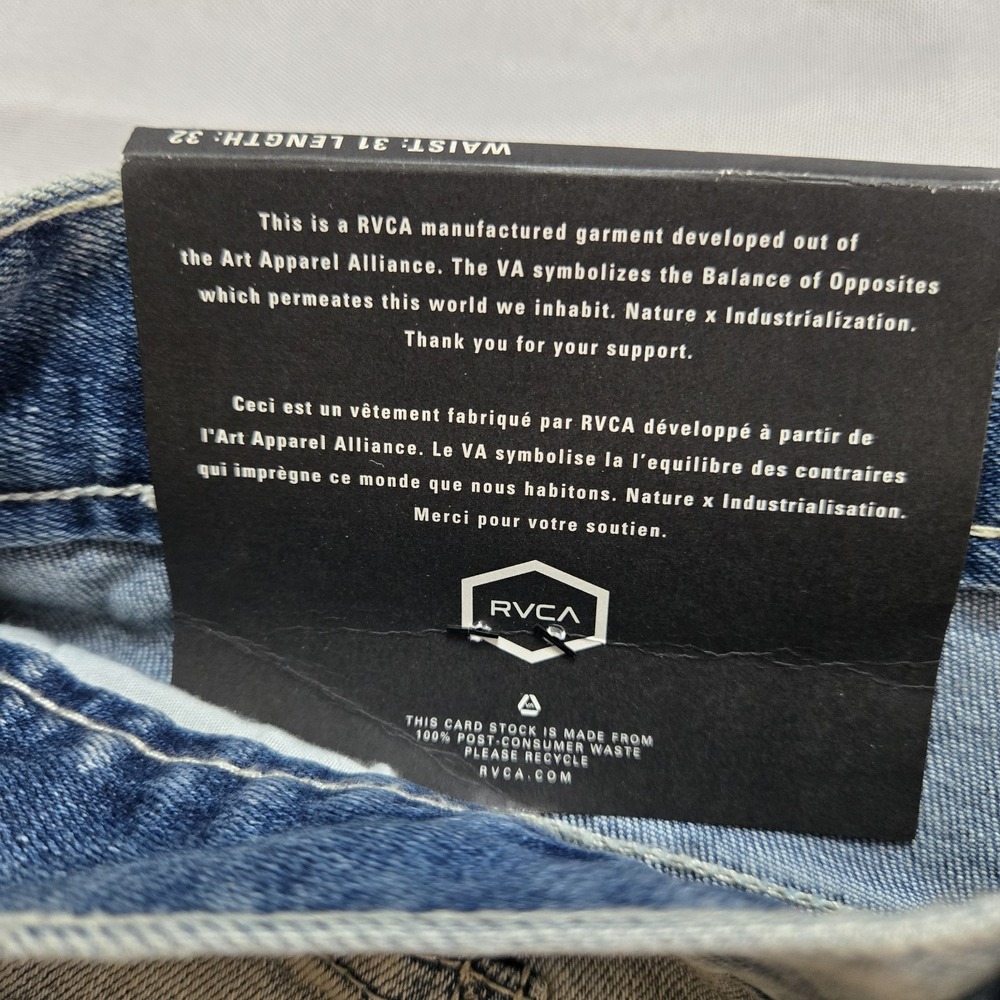 RVCA Rockers  Skinny Fit Jeans Men's‎  Size 31 X 32 New With Tags Denim Pants - Picture 9 of 11